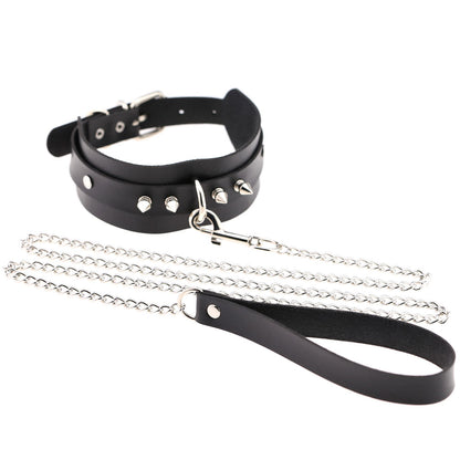 Punk Rivet Leather Choker - Black