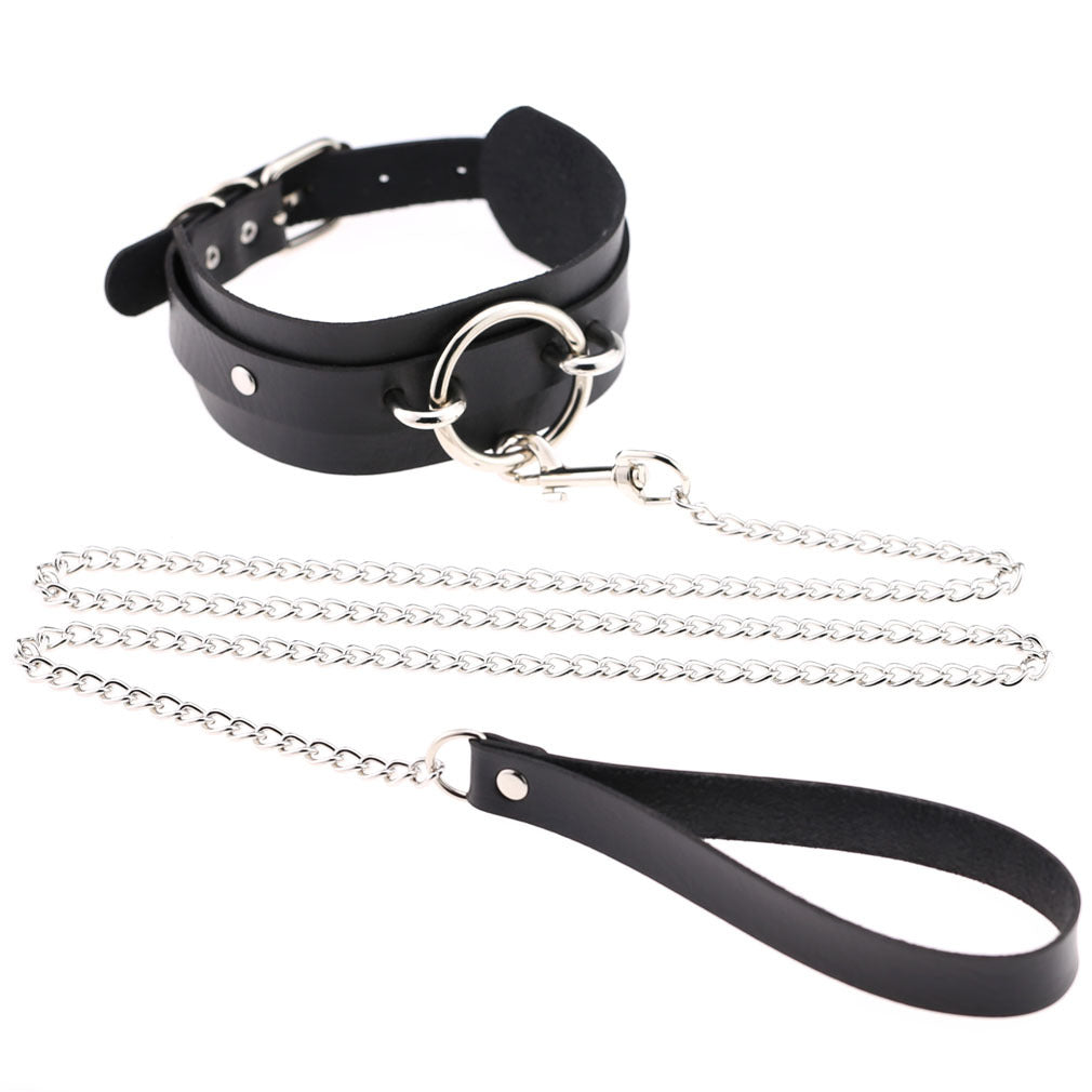 Round Ring PU Leather Choker - Black - Punk Lovers