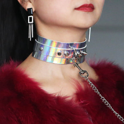Gothic Transparent Heart Choker - 蓝彩 | Punk Lovers
