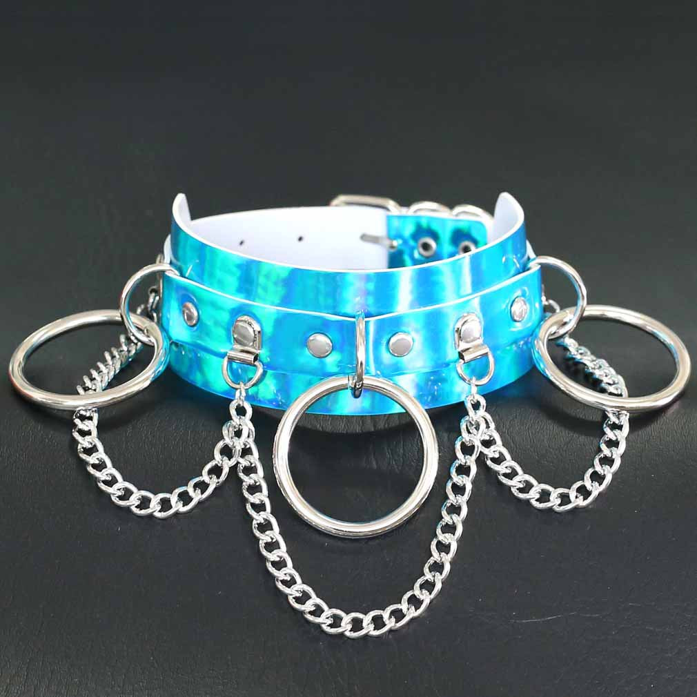 Iridescent O-Chain Choker - Iridescent Blue - Punk Lovers