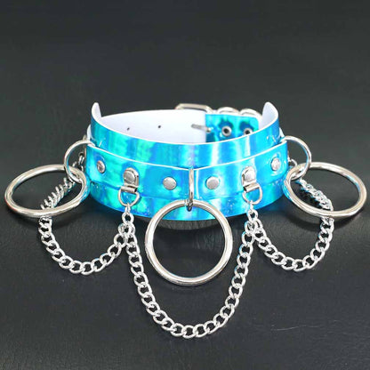 Iridescent O-Chain Choker - Iridescent Blue - Punk Lovers