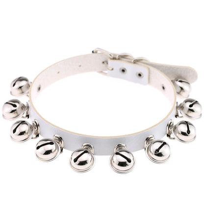 Punk Bell PU Leather Choker - White - Punk Lovers
