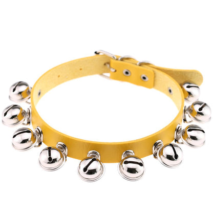 Punk Bell PU Leather Choker - Yellow - Punk Lovers