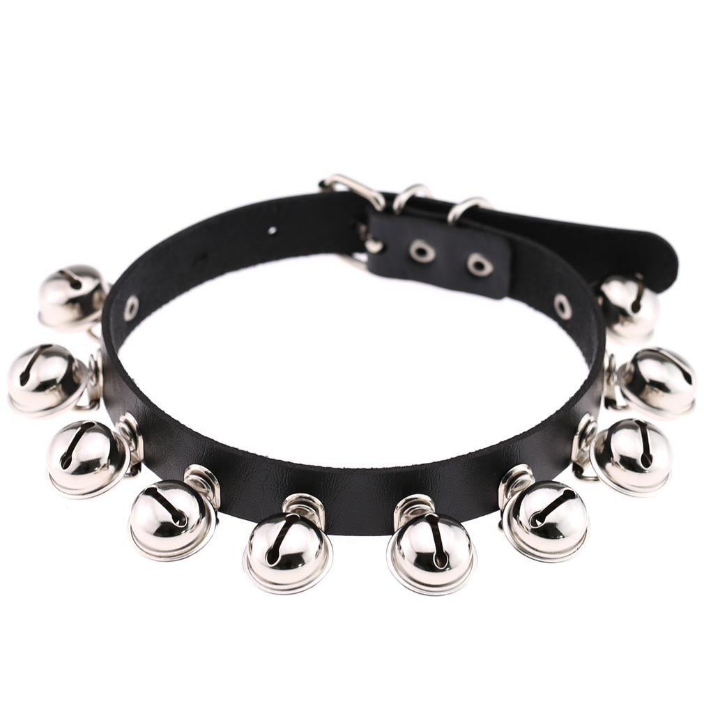Punk Bell PU Leather Choker - Black - Punk Lovers