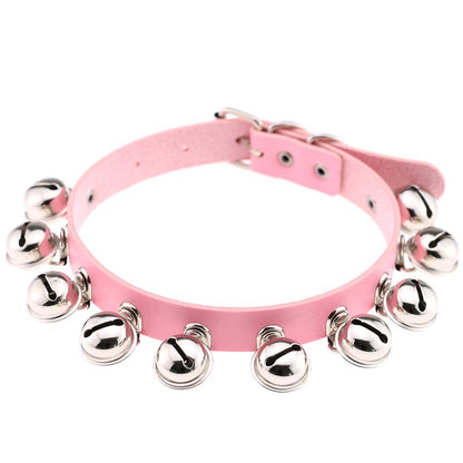 Punk Bell PU Leather Choker - Pink - Punk Lovers
