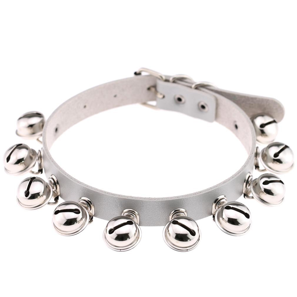 Punk Bell PU Leather Choker - Gray - Punk Lovers