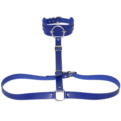 PU Leather Waist Chain Belt Choker - Sapphire - Punk Lovers
