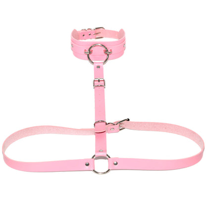 PU Leather Waist Chain Belt Choker - Pink - Punk Lovers
