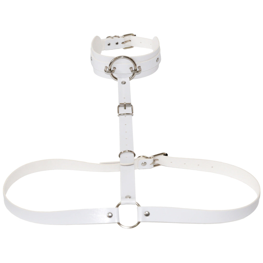 PU Leather Waist Chain Belt Choker - White - Punk Lovers