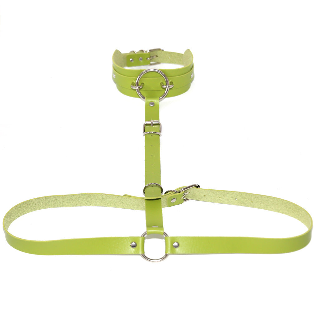 PU Leather Waist Chain Belt Choker - Green - Punk Lovers