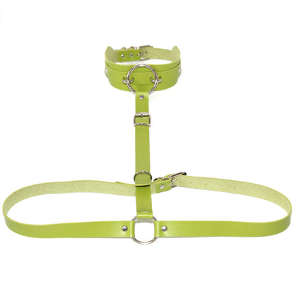 PU Leather Waist Chain Belt Choker - Green - Punk Lovers