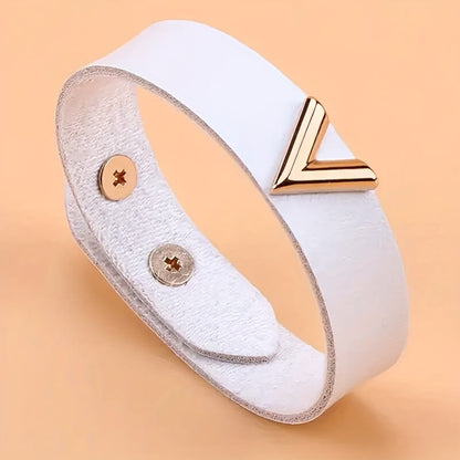 Letter V PU Leather Multicolor Bracelet