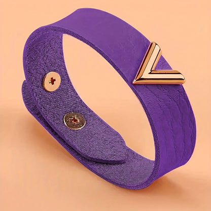 Letter V PU Leather Multicolor Bracelet