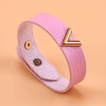 Letter V PU Leather Multicolor Bracelet