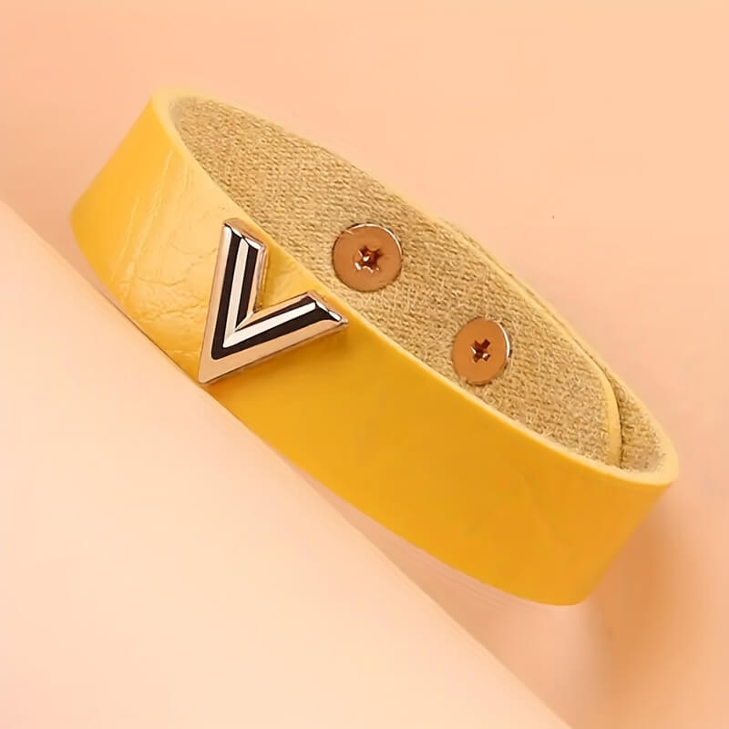 Letter V PU Leather Multicolor Bracelet