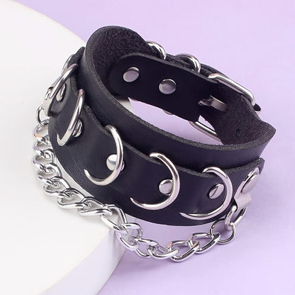 O-Ring with Chain Punk Bracelet - Punk Lovers
