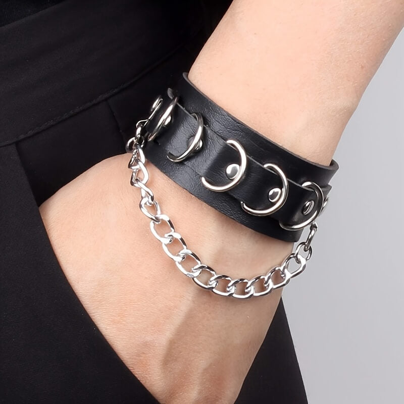 O-Ring with Chain Punk Bracelet - Punk Lovers
