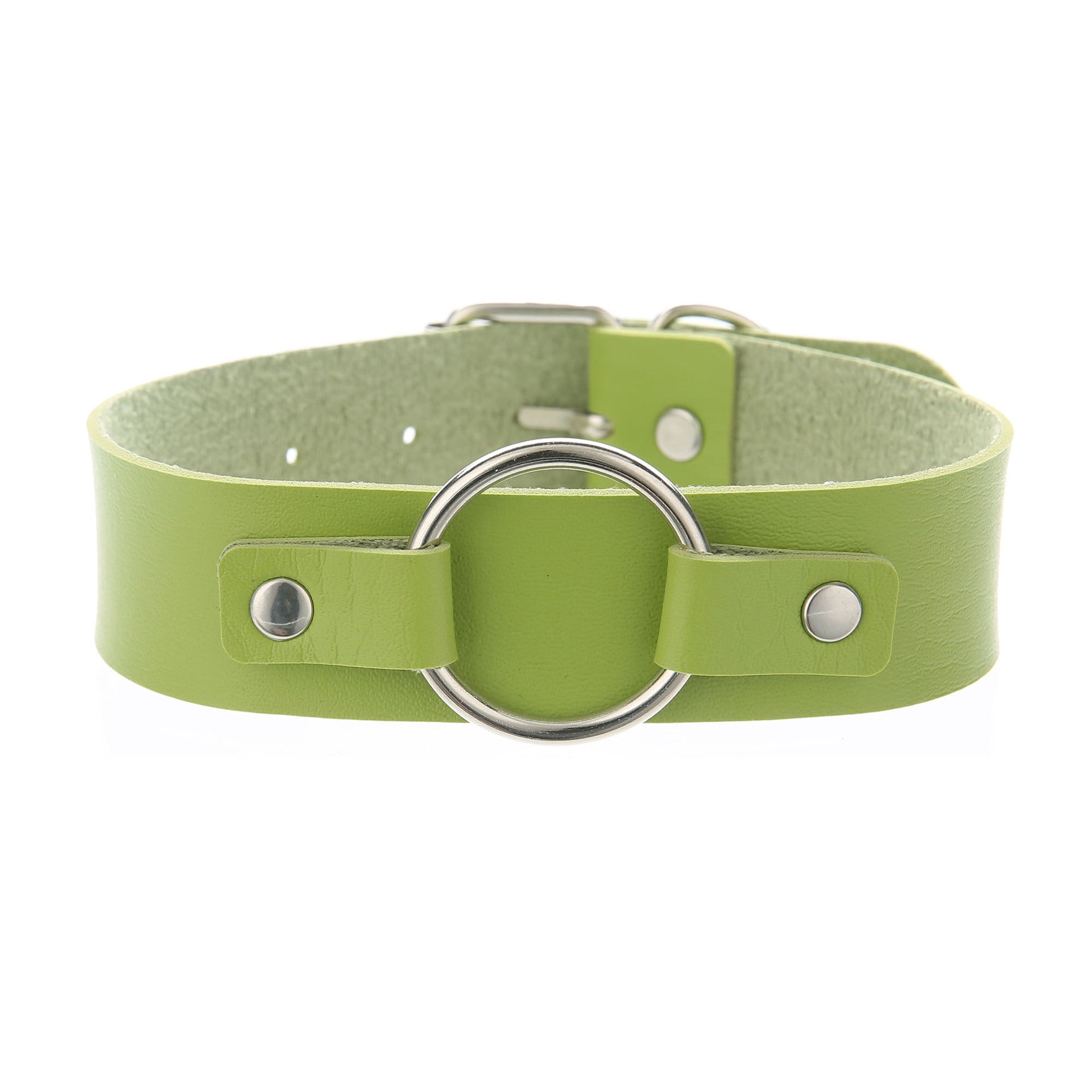 Punk Lovers Punk Leather Choker Necklace in Green