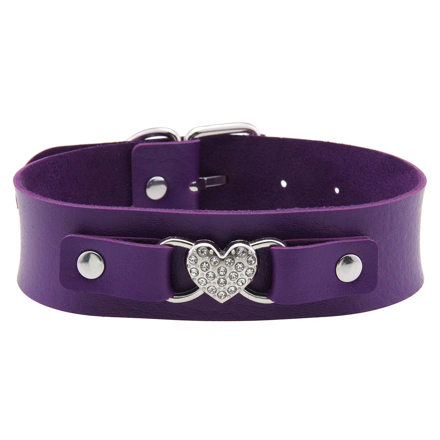 Punk Rivet Leather Choker - Purple