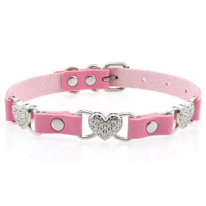 Punk Rivet Leather Choker - 粉红色