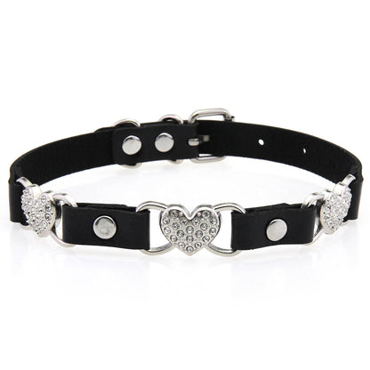 Punk Rivet Leather Choker - Black