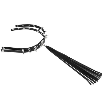 Punk Chain Link Leather Choker Necklace - Purple | Punk Lovers