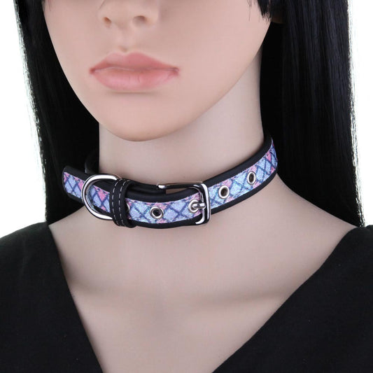 Punk Lovers Double Layer Choker Necklace in Black