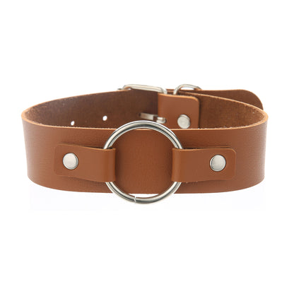 Punk Lovers Punk Leather Choker Necklace in Coffee