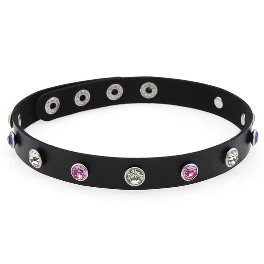 Punk Rivet Leather Choker - 黑色
