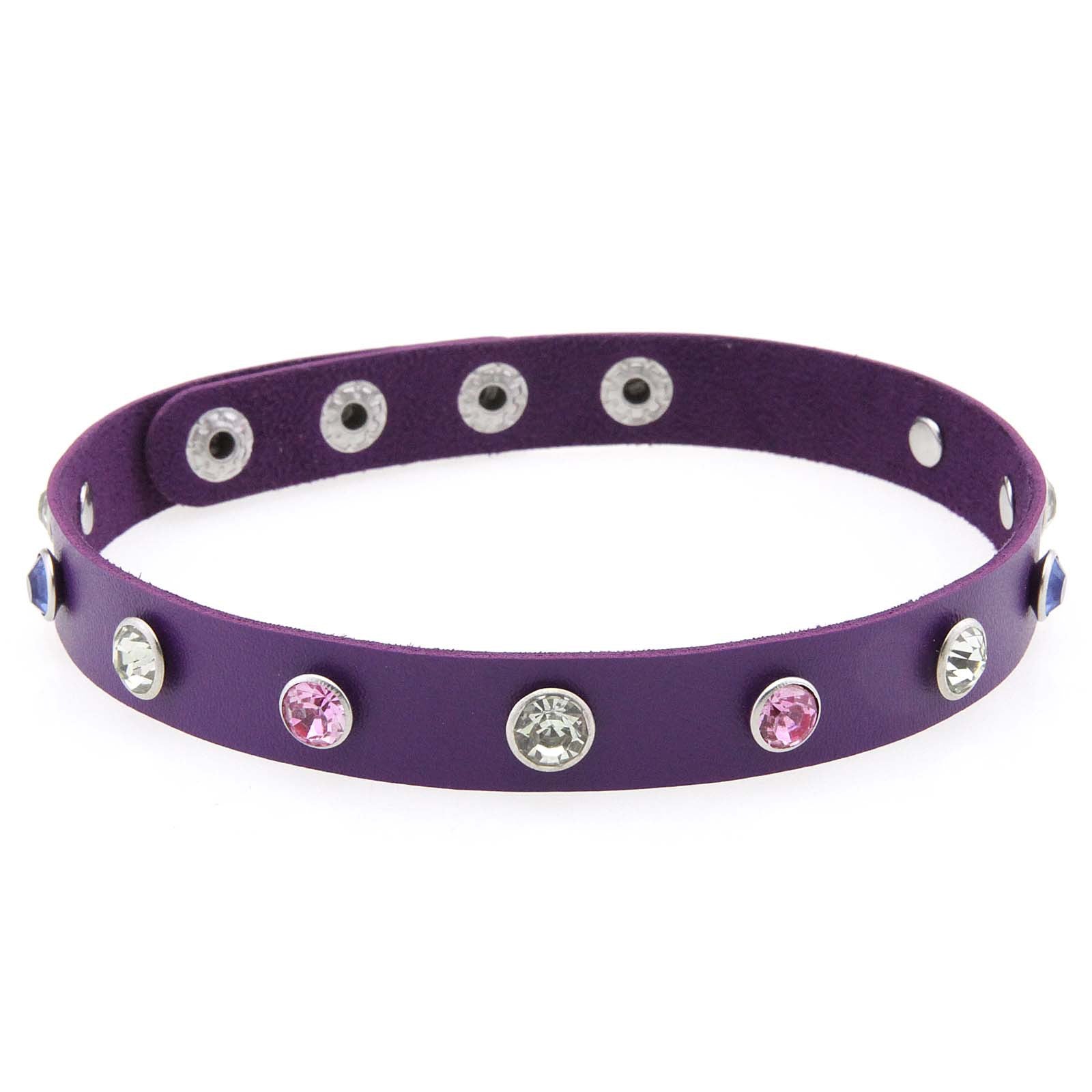 Punk Rivet Leather Choker - 紫色