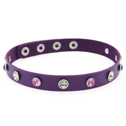 Punk Rivet Leather Choker - 紫色