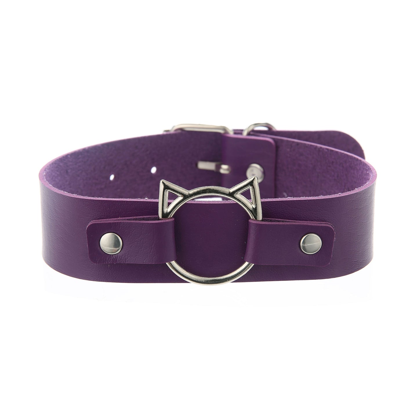 Punk Lovers Punk Leather Cat Choker in Purple