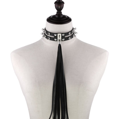 Punk Chain Link Leather Choker Necklace - White | Punk Lovers