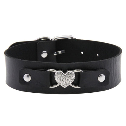Punk Rivet Leather Choker - Black