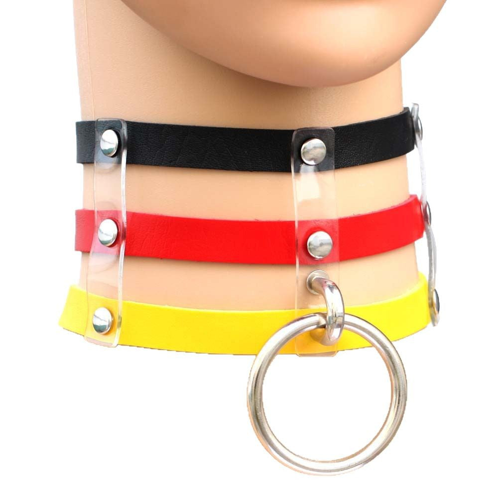 Gothic Metal Chain Choker Necklace - 红色+绿色+红色 | Punk Lovers