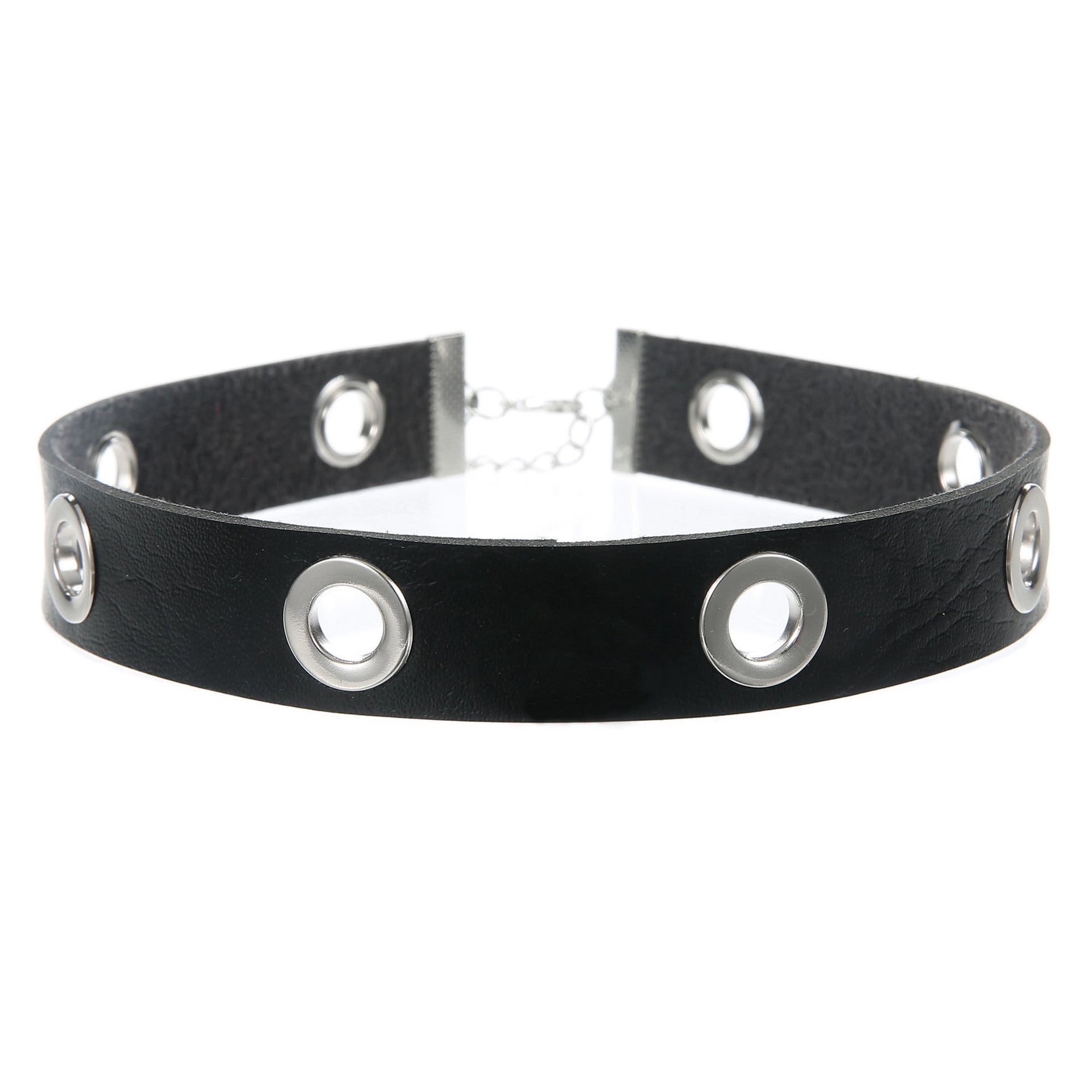 Punk Hollow Breathable Leather Choker - Black - Punk Lovers
