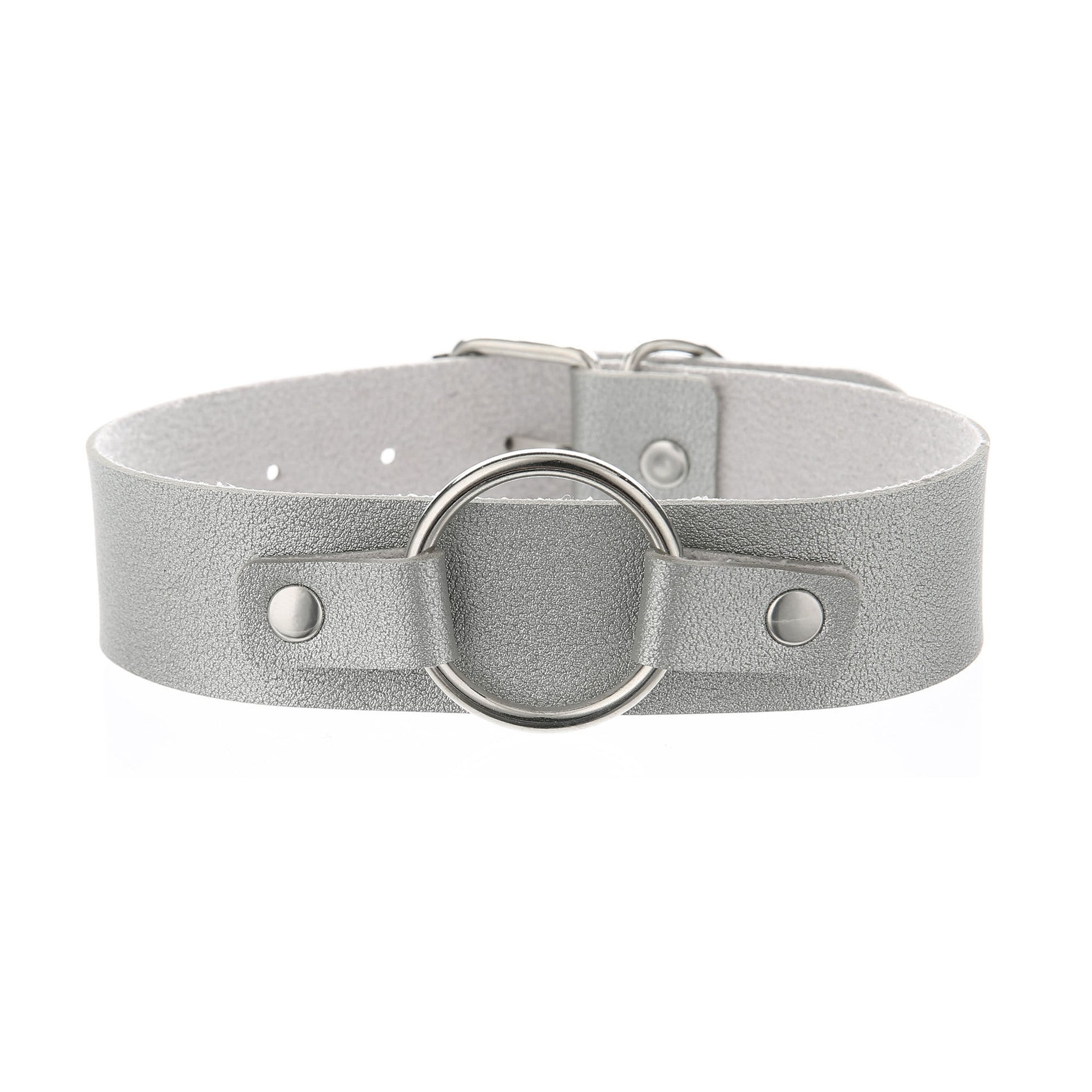 Punk Lovers Punk Leather Choker Necklace in Gray