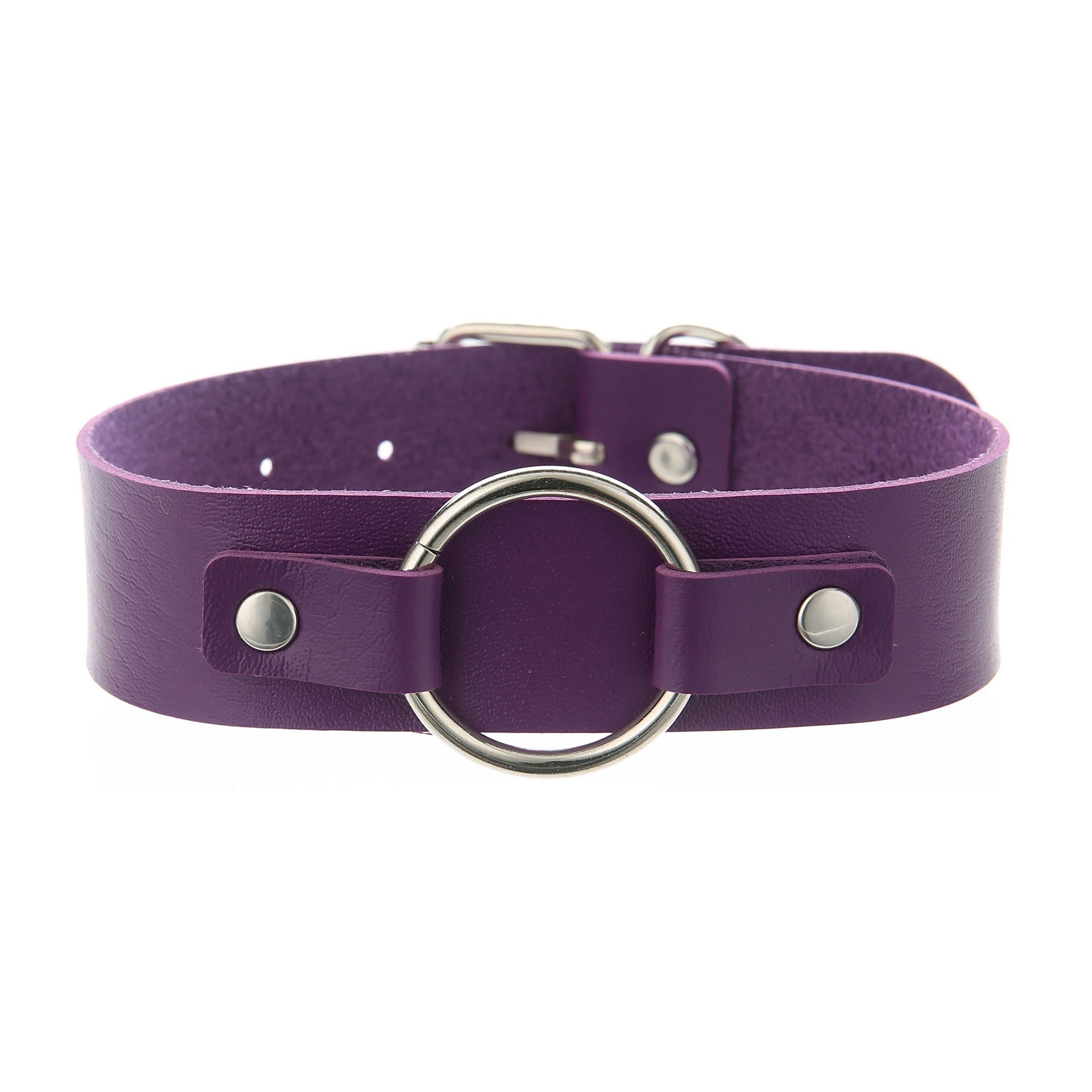 Punk Lovers Punk Leather Choker Necklace in Purple