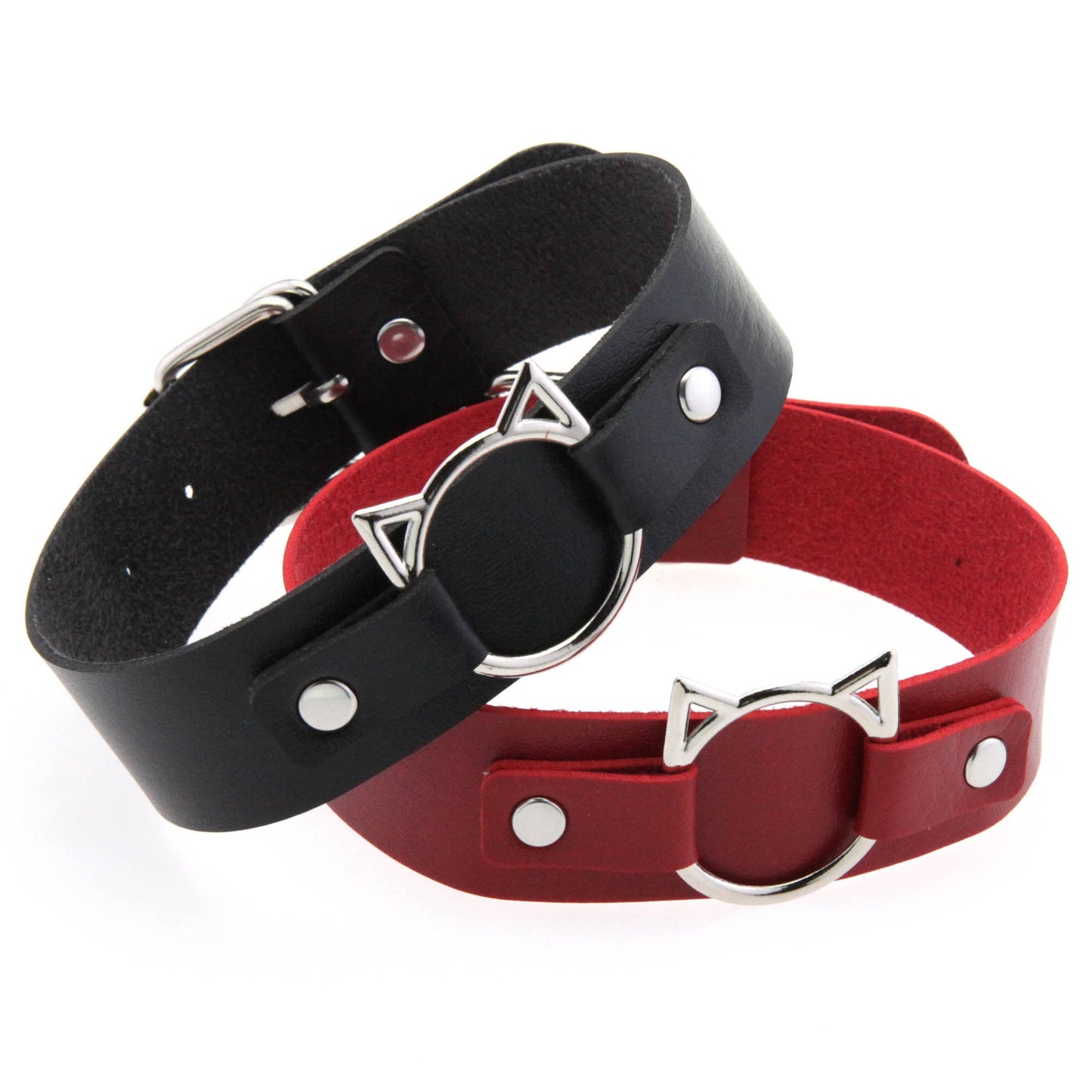 Punk Lovers Punk Leather Cat Choker in White