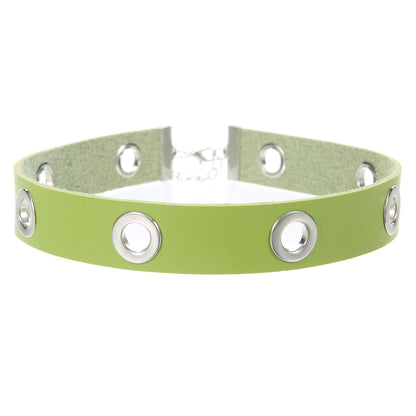 Punk Hollow Breathable Leather Choker - Green - Punk Lovers