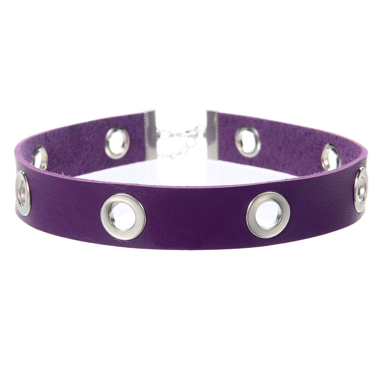 Punk Hollow Breathable Leather Choker - Purple - Punk Lovers