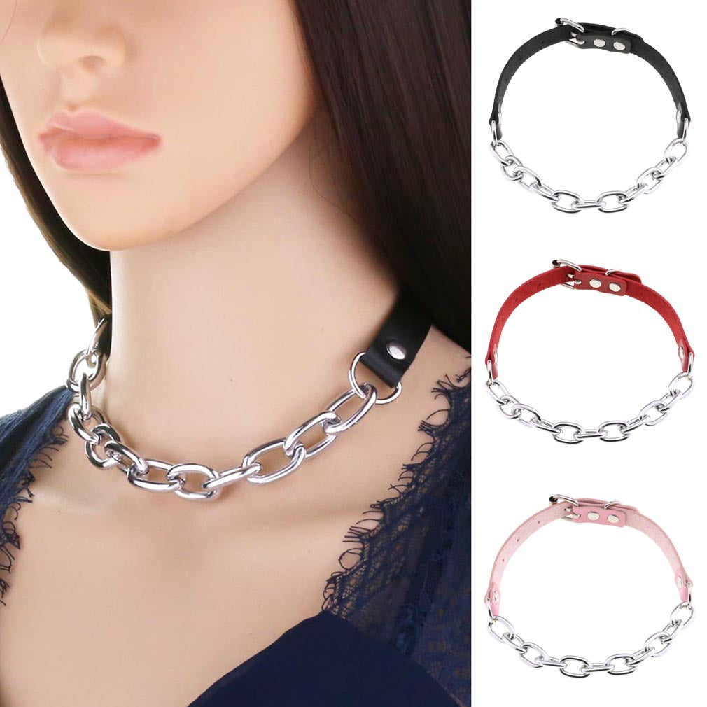 Gothic Metal Chain Choker Necklace - White | Punk Lovers