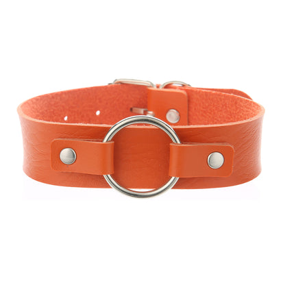 Punk Lovers Punk Leather Choker Necklace in Orange