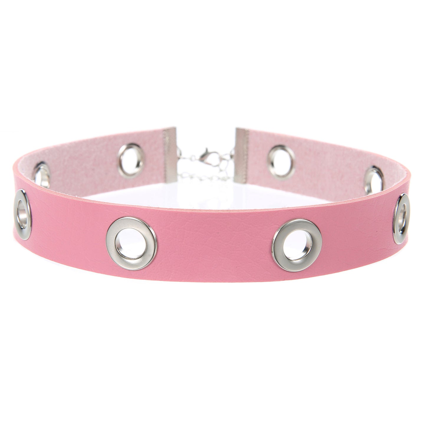 Punk Hollow Breathable Leather Choker - Pink - Punk Lovers