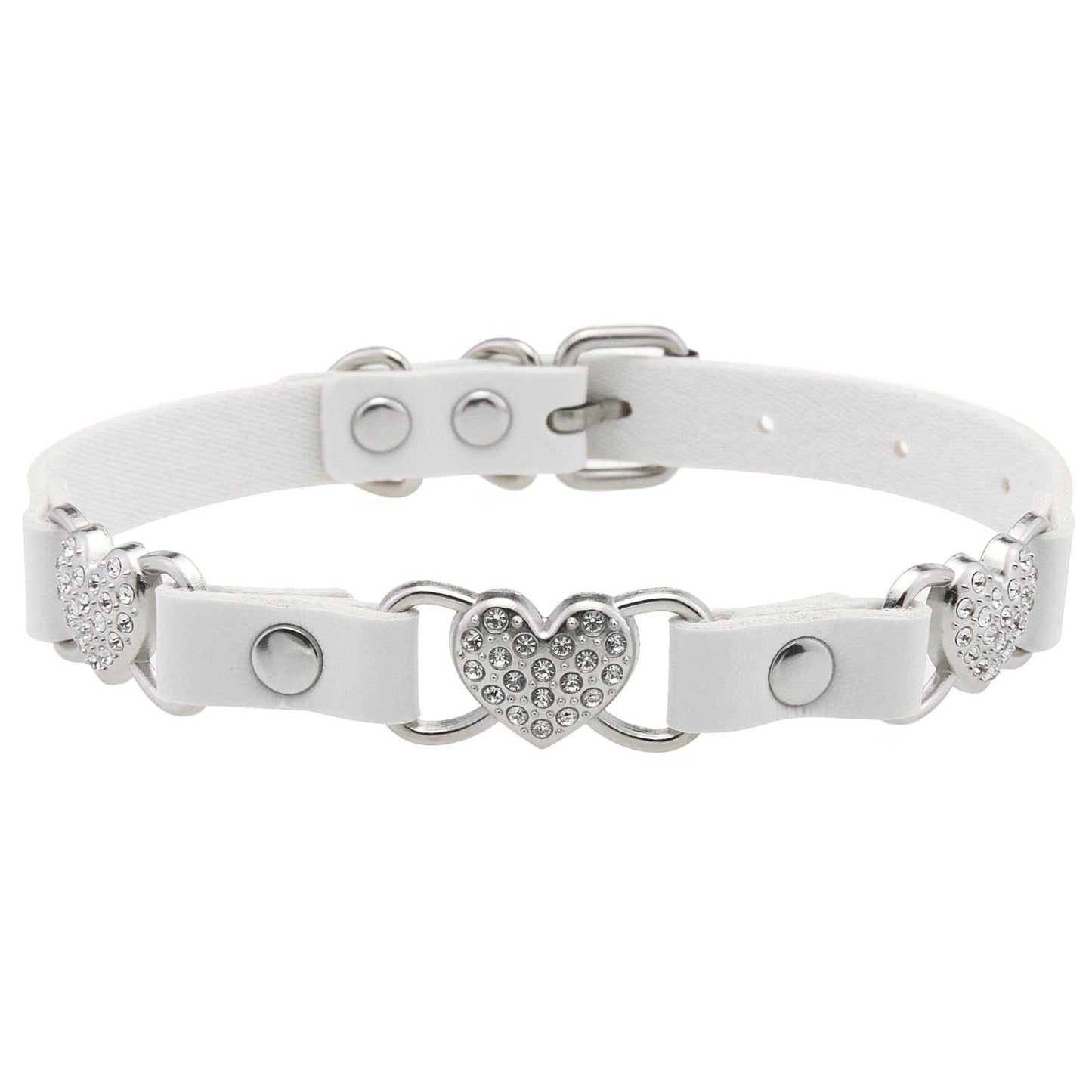 Punk Rivet Leather Choker - White
