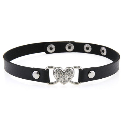 Punk Rivet Leather Choker - Black