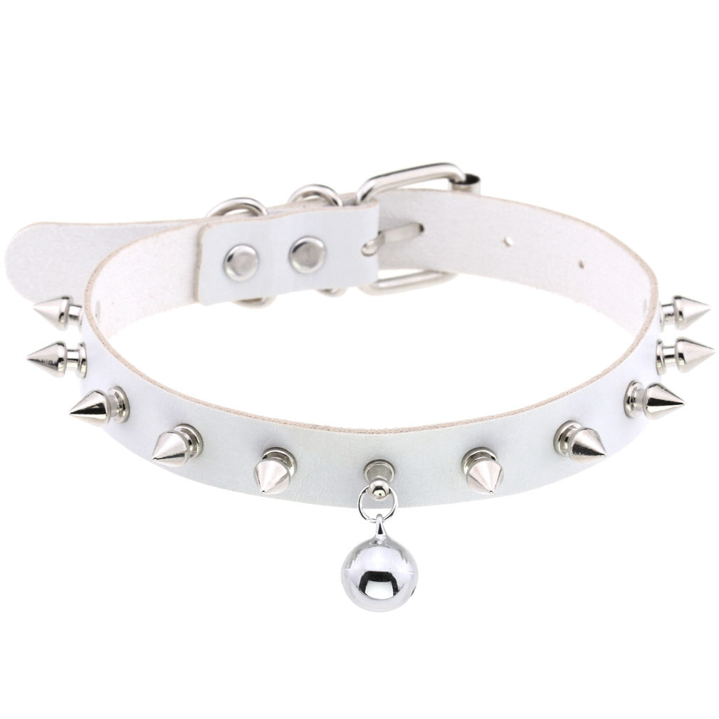 Punk Rock Triple Ring Leather Choker - Orange | Punk Lovers