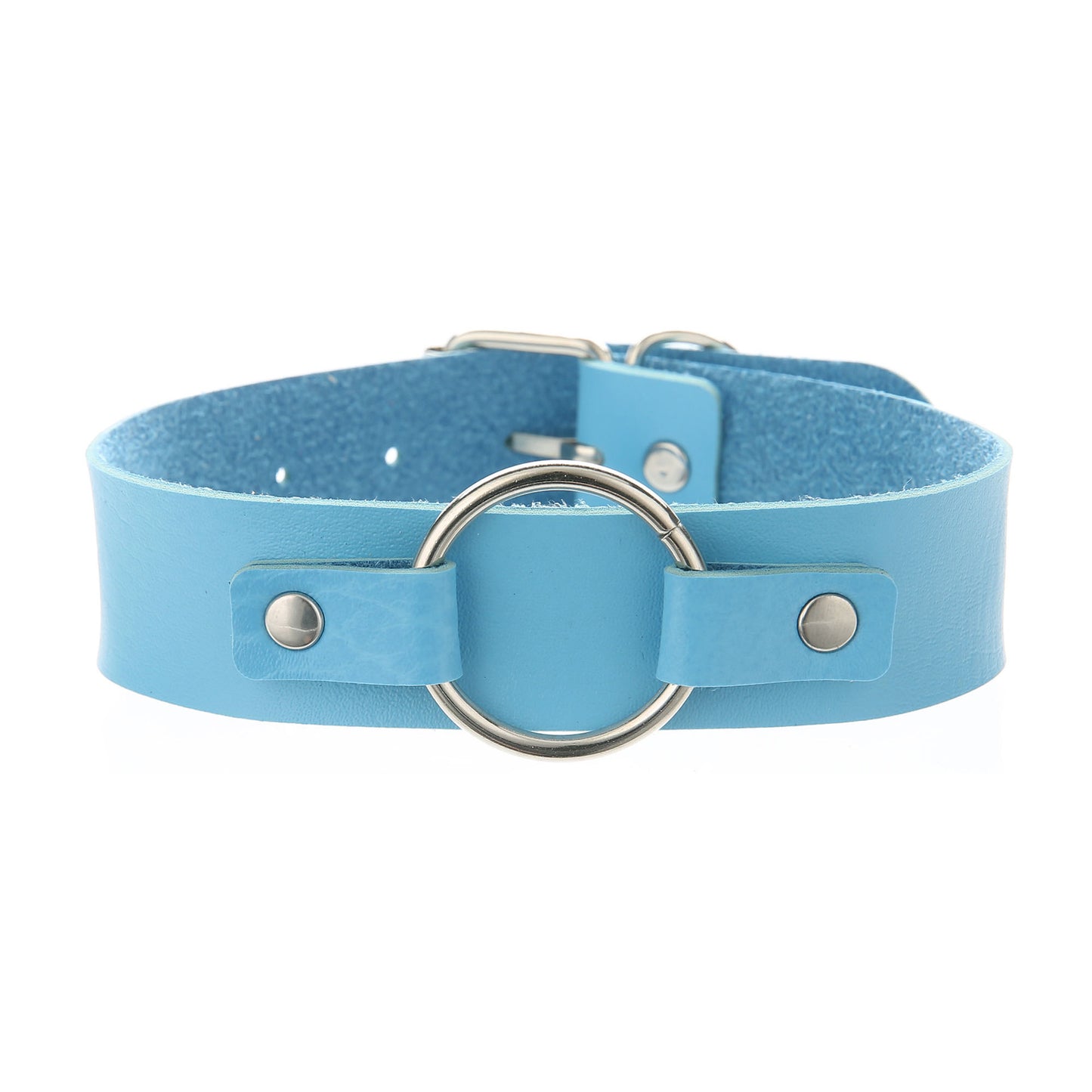 Punk Lovers Punk Leather Choker Necklace in Blue