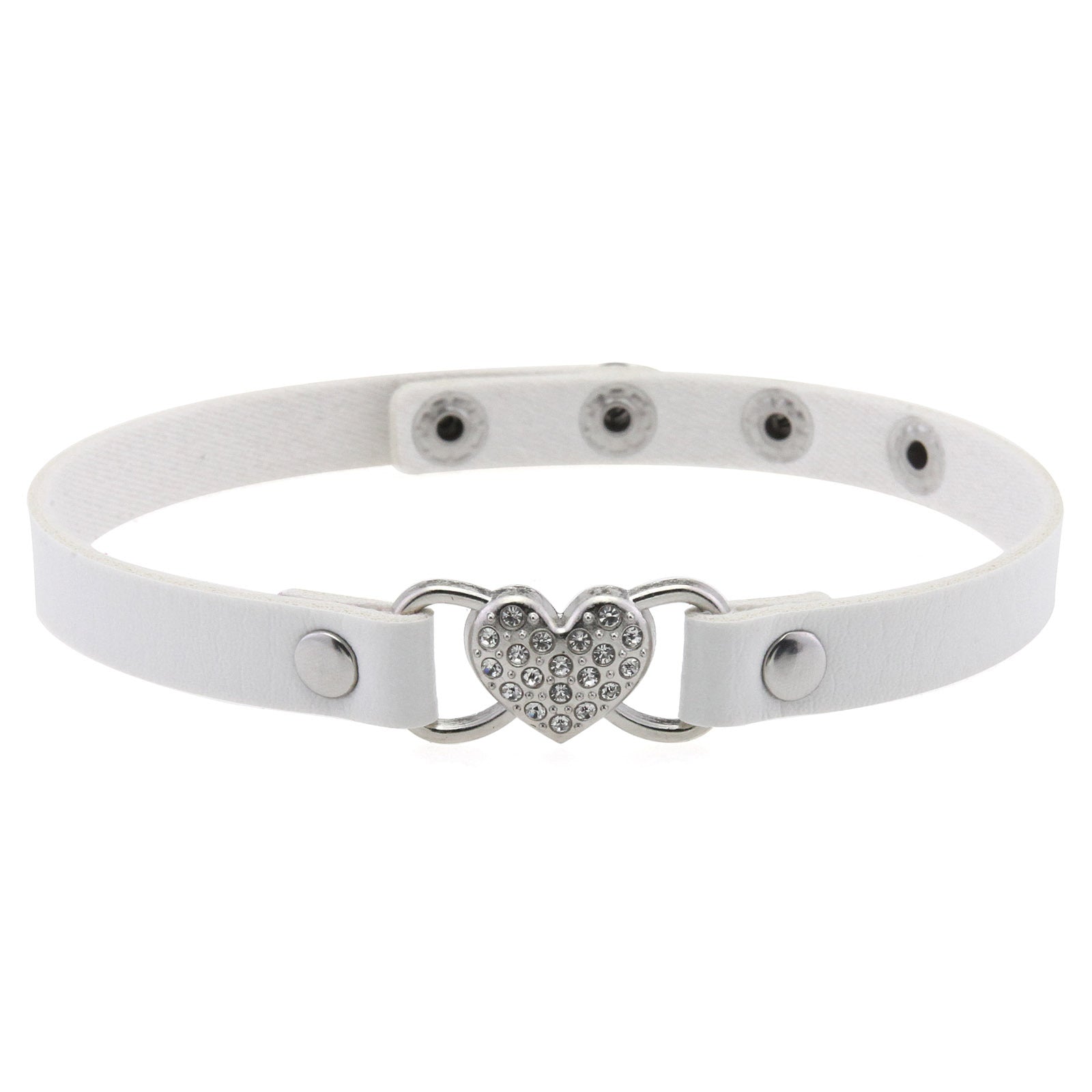 Punk Rivet Leather Choker - White