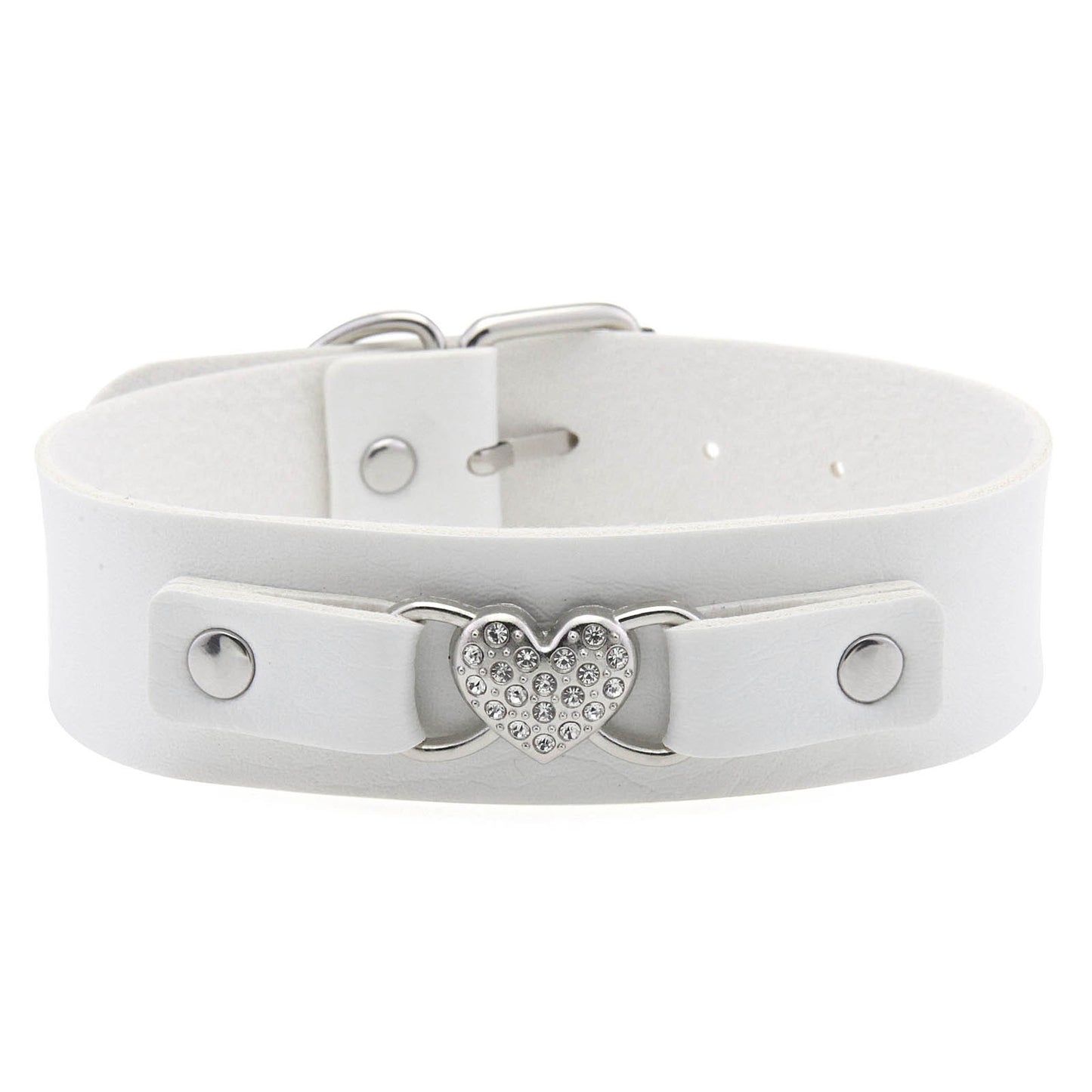 Punk Rivet Leather Choker - White